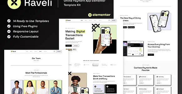 Raveli - Online Payment App Elementor Template Kit