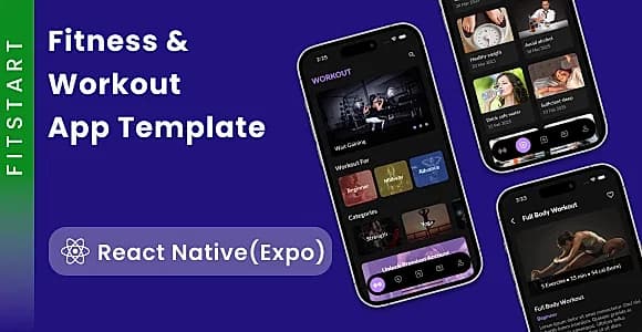 React Native Fitness Workout App Template in React Native | FitStart