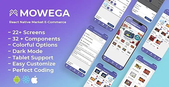 React Native Market App, online marketing & Codes (Firebase Push Notification, Firebase Crashlytics)