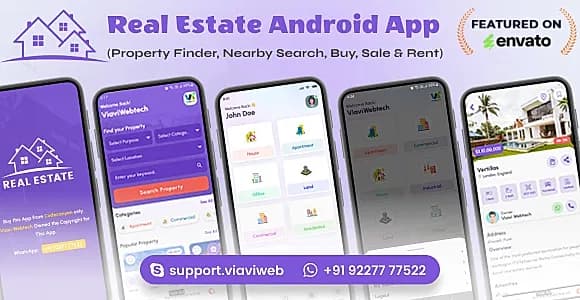 Real Estate Android App - Property Finder, Nearby Search, Buy, Sale & Rent