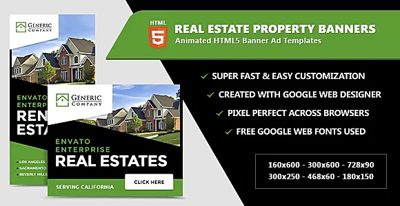 Real Estate Property Banners - HTML5 Ads