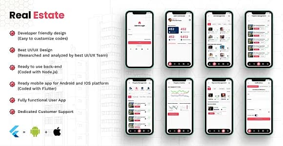 Real Estate Property Finder App | Flutter UI + Node.js Backend | User Portal