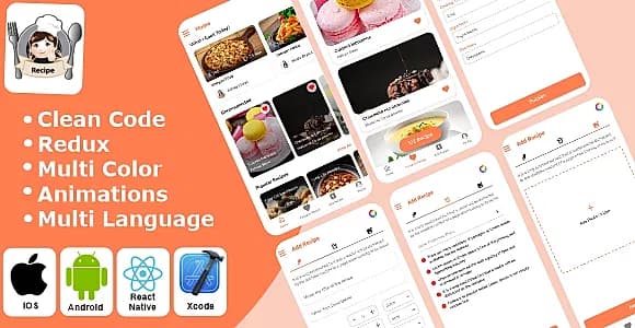 Recipe - Food Recipe App | Cooking | Recipe Learning React Native iOS/Android App Template