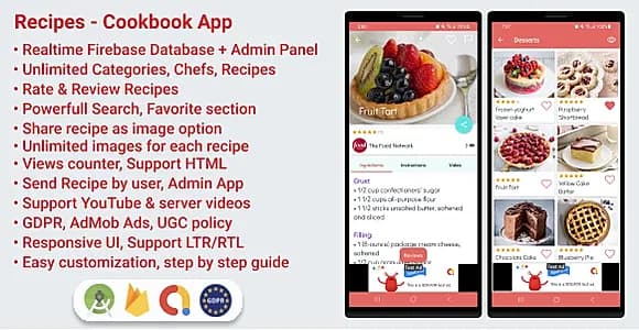 Recipes - Cookbook App for Android with Admin Panel
