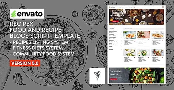 recipex - food and recipe blogs script Template