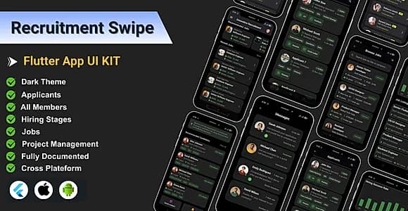 Recruitment Swipe Flutter App UI Kit | Job Finder App | Job Search App