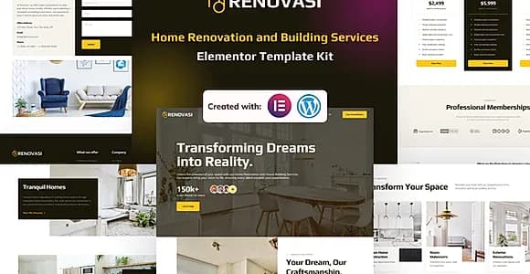 Renovasi - Home Renovation & Building Services Elementor Pro Template Kit
