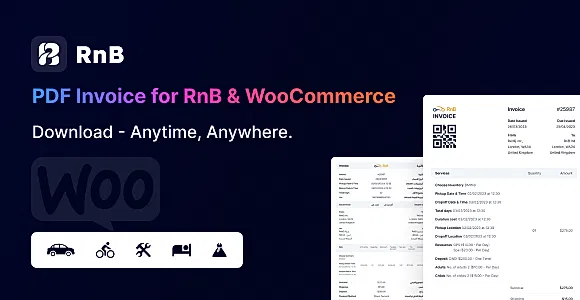 Rental Invoice - PDF Invoice For RnB & wooCommerce WordPress Plugin
