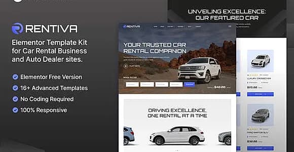 Rentiva – Car Rental Business & Auto Dealer Elementor Template Kit