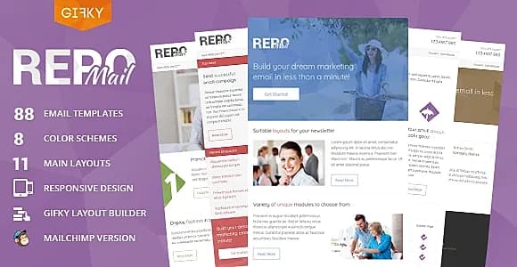 Repo Mail - Responsive Email Template + Access to Gifky Layout Builder