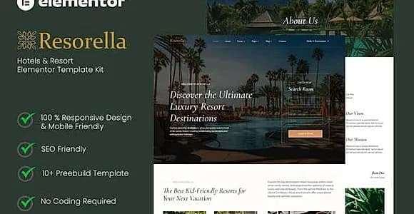 Resorella - Luxury Resorts & Hotel Elementor Template Kit