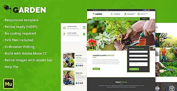 Responsive Garden and Lawn Services Muse Template
