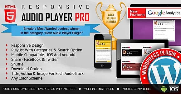 Responsive HTML5 Audio Player PRO WordPress Plugin