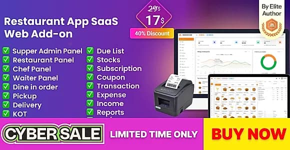Restaurant App SaaS  Web Add-on