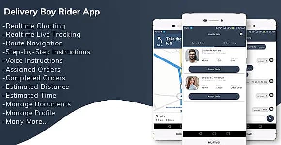 Restaurant Delivery Boy Rider App with Navigation