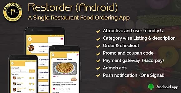 Restorder (Android) - A single restaurant food ordering app.