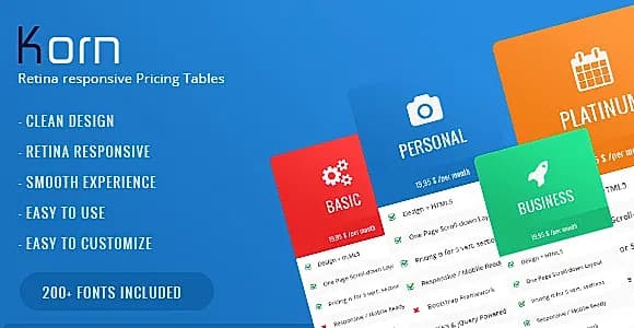 Retina Responsive Pricing Plans
