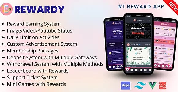 Rewardy - Status App with Reward Points + PWA + Backend