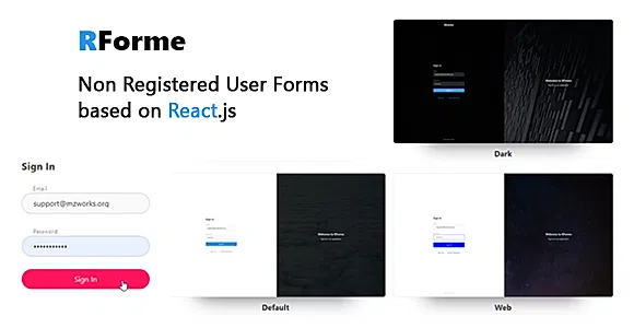 RForme - React Login, Sign Up, Non Registered users Forms