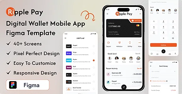 Ripple Pay - Digital Wallet Mobile App Figma Template
