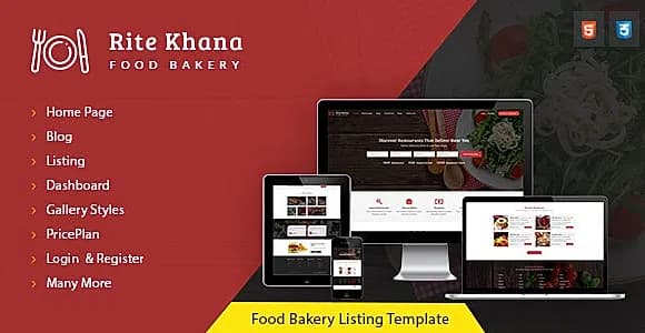 RiteKhana Food Bakery Listing & Restaurant Listing HTML Template