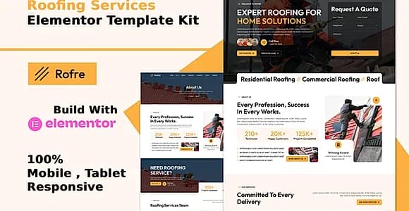 Rofre - Roofing Services Elementor Template Kit
