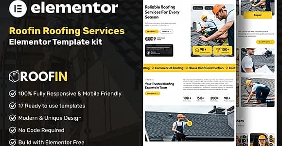 Roofin - Roofing Services Elementor Template Kit