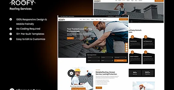 Roofy - Roofing Services Elementor Template Kit