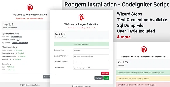 Roogent Installation - CodeIgniter Script