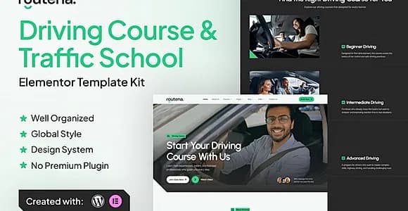 Routena - Driving Course & Traffic School Elementor Template Kit