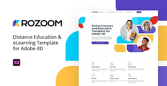 Rozoom - Distance Education & eLearning Template for Adobe XD