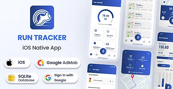 Run Tracker - iOS Native Mobile App (20 Languages)