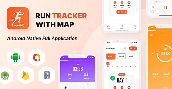 Run Tracker with Map - Android App with In-App Purchase and Google Ads