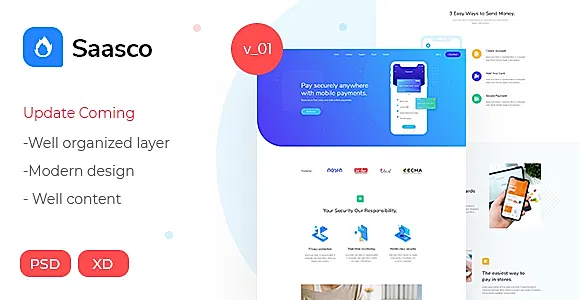 Saasco - Software, App, Startup, Saas PSD Template