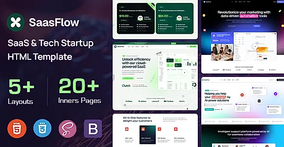 Saasflow - SaaS & Tech Startup HTML Template