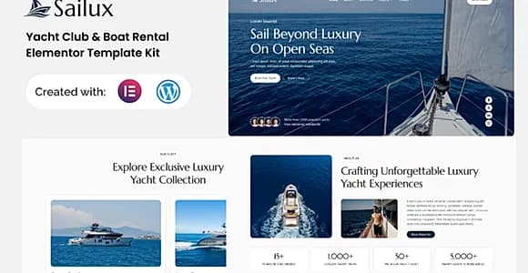 Sailux - Yacht Club & Boat Rental Elementor Template Kit