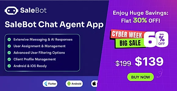 SaleBot Chat Agent - Flutter App for Android and iOS