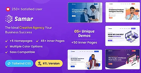 Samar - Tailwind CSS Creative Agency Template + RTL