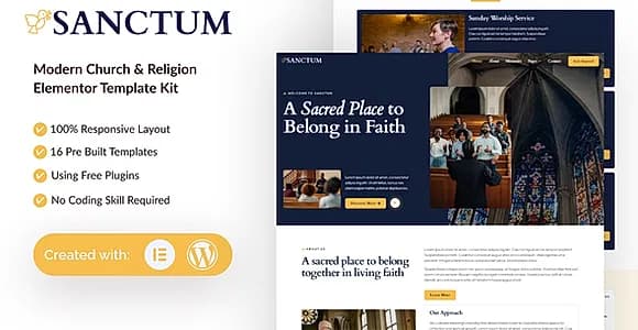 Sanctum - Modern Church & Religion Elementor Template Kit