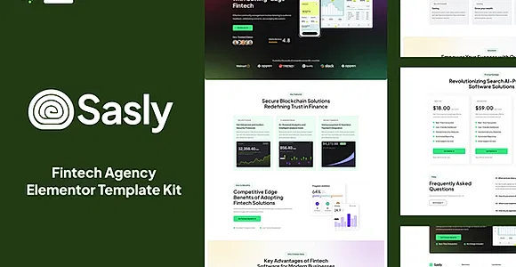 Sasly - Fintech Agency Elementor Template Kit
