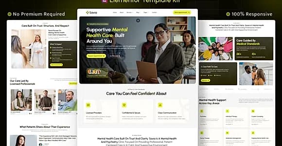 Savia – Mental Health & Psychologist Elementor Template Kit