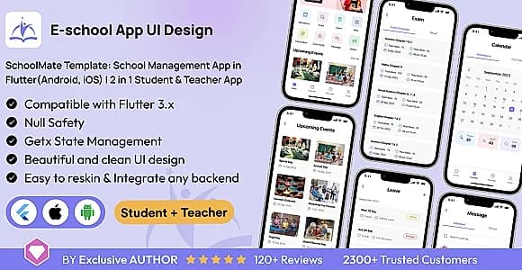 SchoolMate Template: School Management App in Flutter(Android, iOS) | 2 in 1 Student & Teacher App