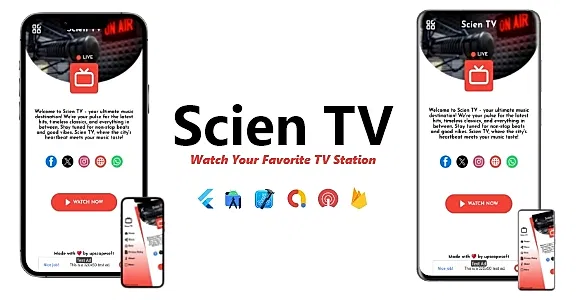 Scien TV - Single Station TV App | ADMOB, ONESIGNAL, FIREBASE