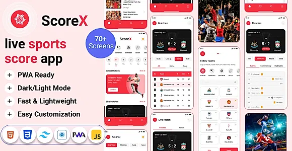 Scorex - Livescore Sport App Template ( Tailwind Css + PWA )
