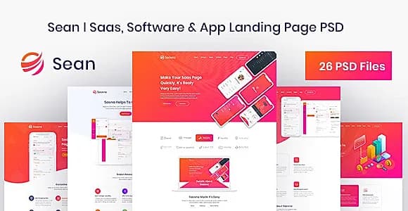 Sean - Saas, Software & App Landing Page PSD Template