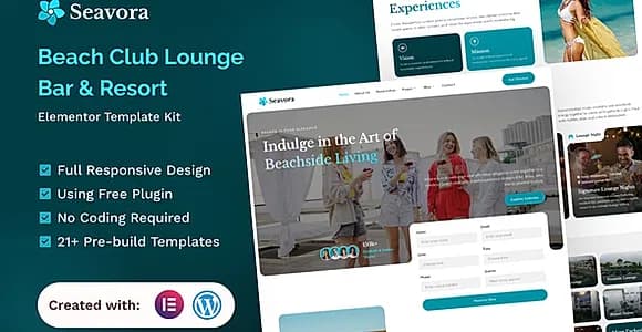 Seavora - Beach Club Lounge Bar & Resort Elementor Template Kit