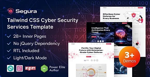 Segura – Tailwind Cyber Security & IT Protection HTML Template