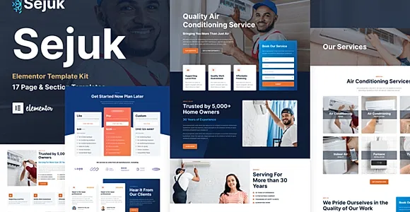 Sejuk - Air Conditioner & HVAC Repair Service Elementor Pro Template Kit