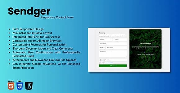 Sendger | Responsive & Advanced Contact Form with File Uploader