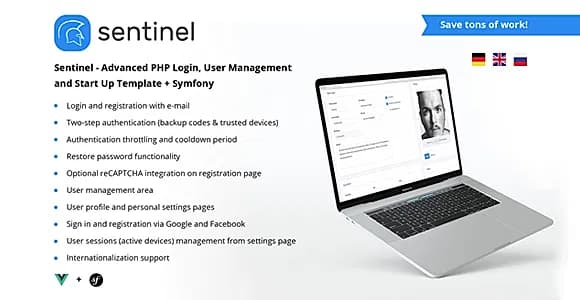 Sentinel - Advanced PHP App Template with Login, Users and Roles + Symfony
